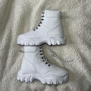 White Combat Boots